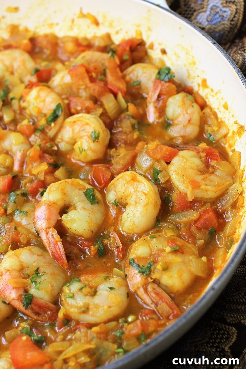 pan of shrimp curry (chingri masala)
