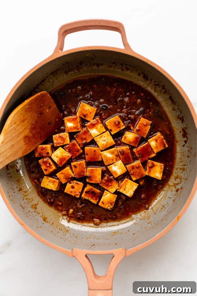 mapo tofu in a pan