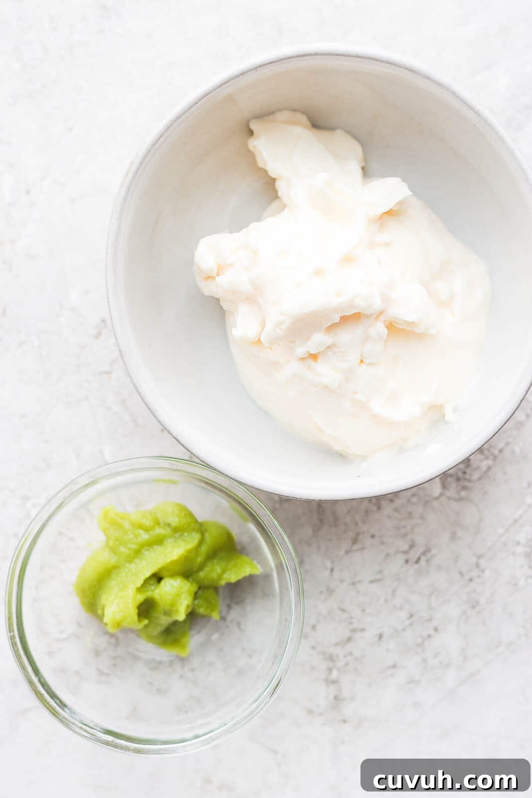 Creamy Wasabi Mayo Recipe for Sandwiches, Sushi & Dips 3 Wasabi ingredients in separate bowls.