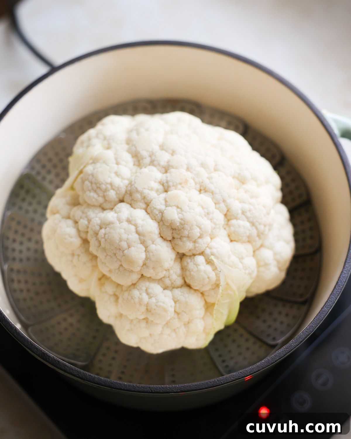 overhead cauliflower in steamer