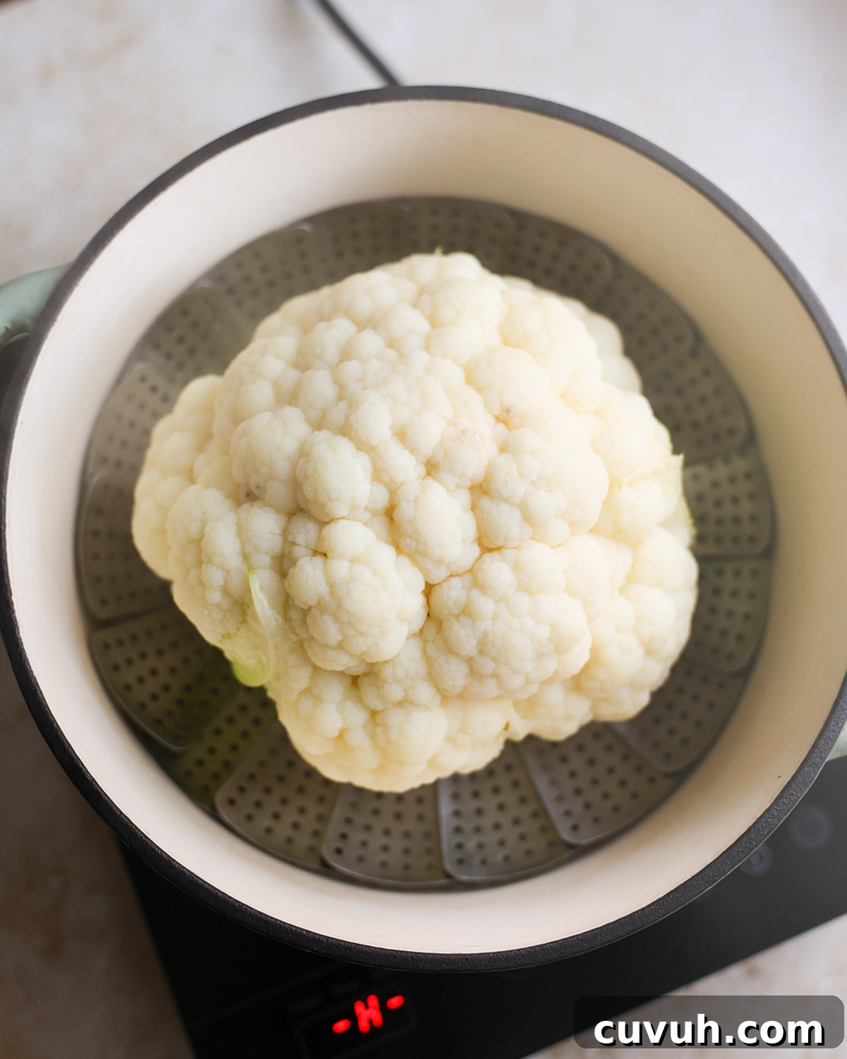 overhead steamed cauliflower