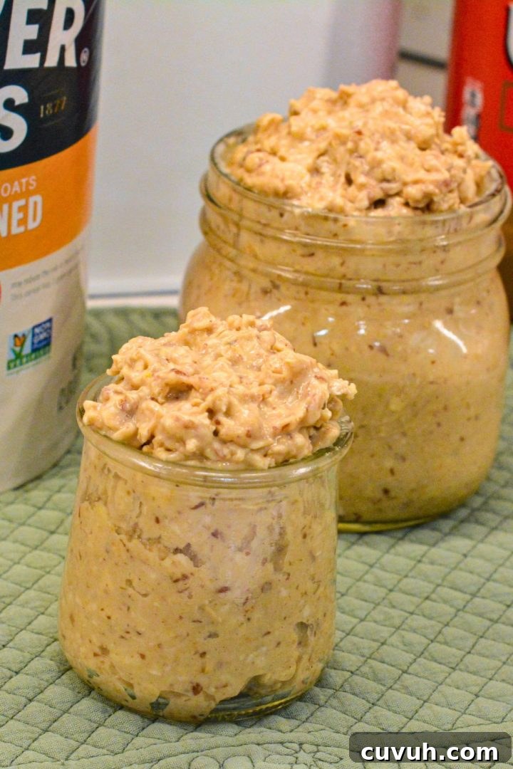 Looking for healthy, high protein breakfast ideas? Try these Peanut Butter Overnight Oats! Easy recipe, customizable, and perfect for meal prep.