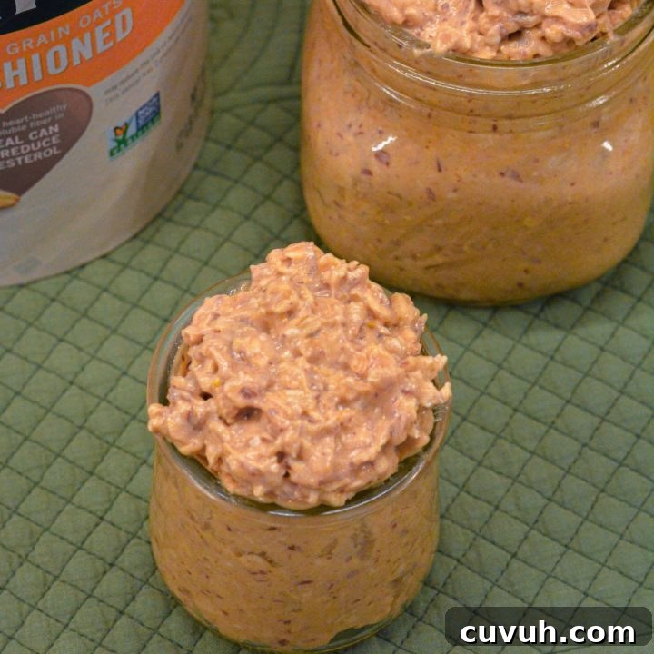 Looking for healthy, high protein breakfast ideas? Try these Peanut Butter Overnight Oats! Easy recipe, customizable, and perfect for meal prep.