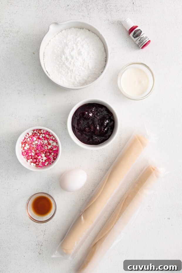 Crispy Air Fryer Pop-Tarts: Quick Homemade Toaster Pastry Recipe 3 Air Fryer Pop Tarts ingredients on a table.