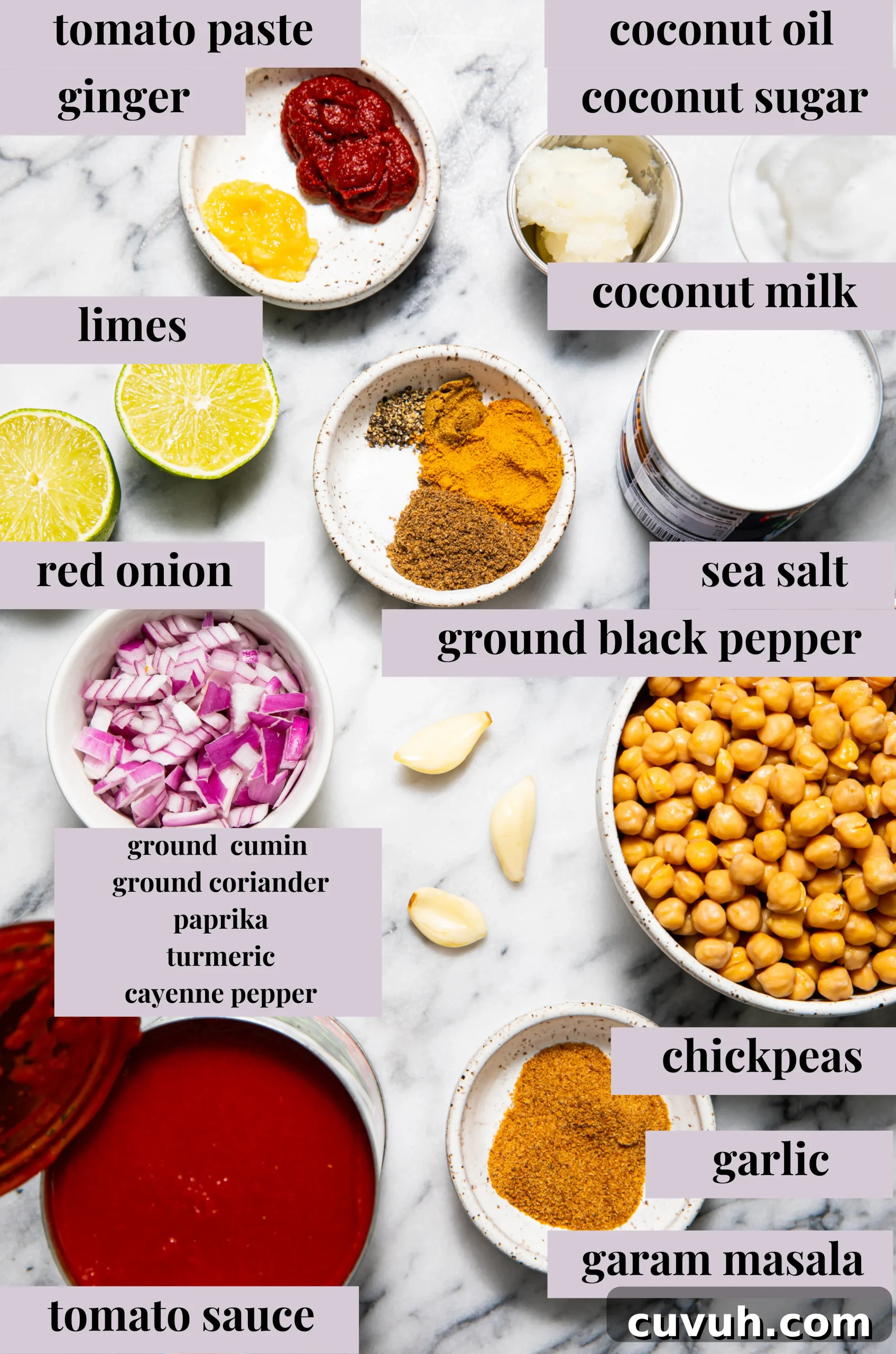 Chickpea Tikka Masala Recipe: Flavorful Vegan Curry in 30 Minutes 3 Ingredients for chickpea tikka masala.