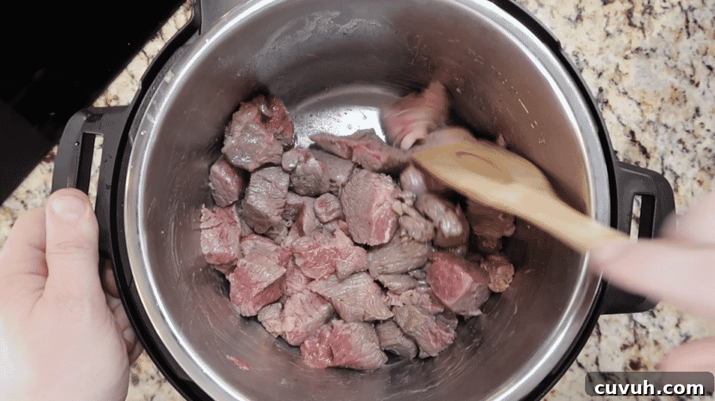 Seared beef.