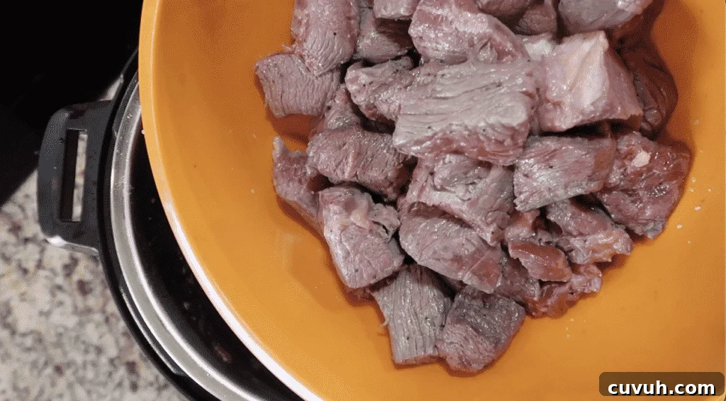 Adding seared meat to the pot