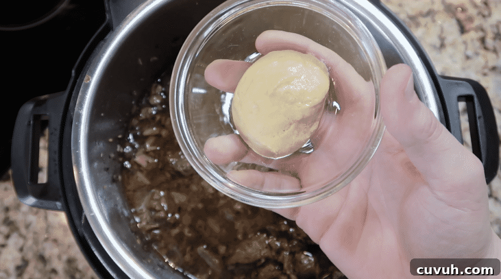 adding dijon to pot