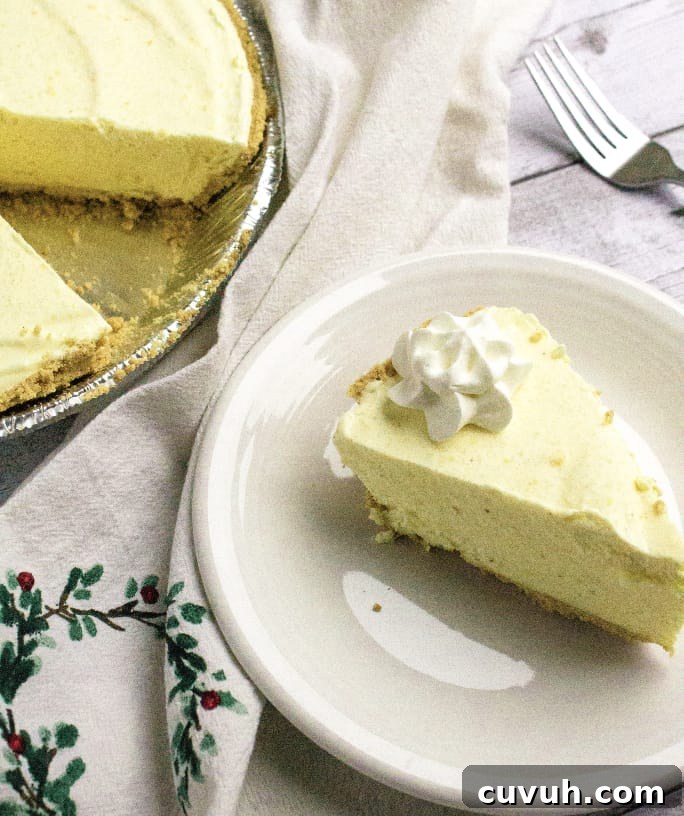 slice of eggnog ice cream pie on a white plate