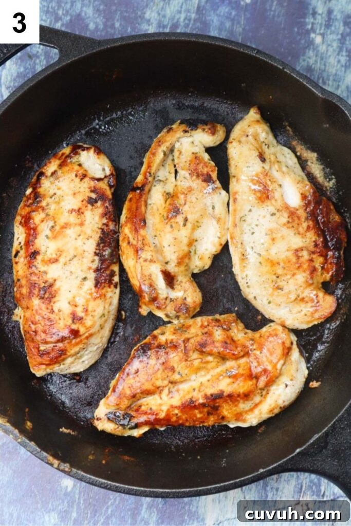 Smoked Gouda Chicken Bacon Ranch Sandwich Recipe 6 cast iron skillet with cooked chicken breasts