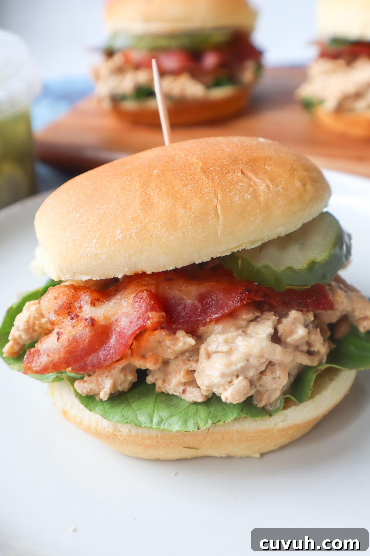 Smoked Gouda Chicken Bacon Ranch Sandwich Recipe 9 chicken bacon ranch sandwich with ranch shredded chicken, lettuce, bacon, and pickle