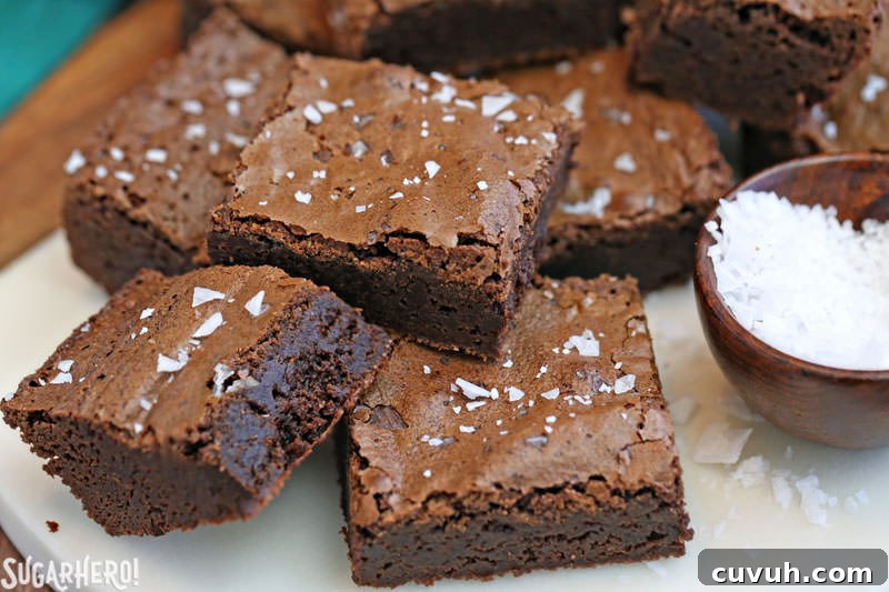 Salted Fudge Brownies - rich and fudgy brownies with big flakes of sea salt!