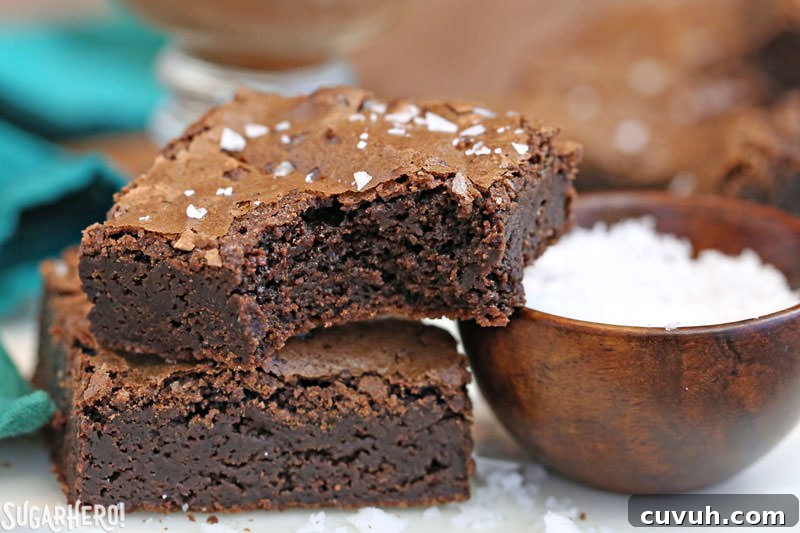 Salted Fudge Brownies - rich and fudgy brownies with big flakes of sea salt!