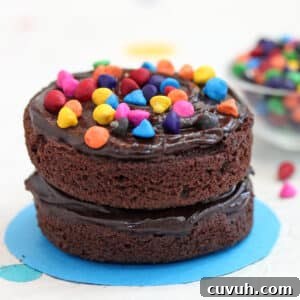 Close up of a Cosmic Brownie Mini Cake