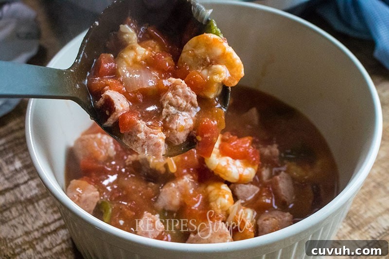 Instant Pot Gumbo Shrimp and Sausage In Bowl