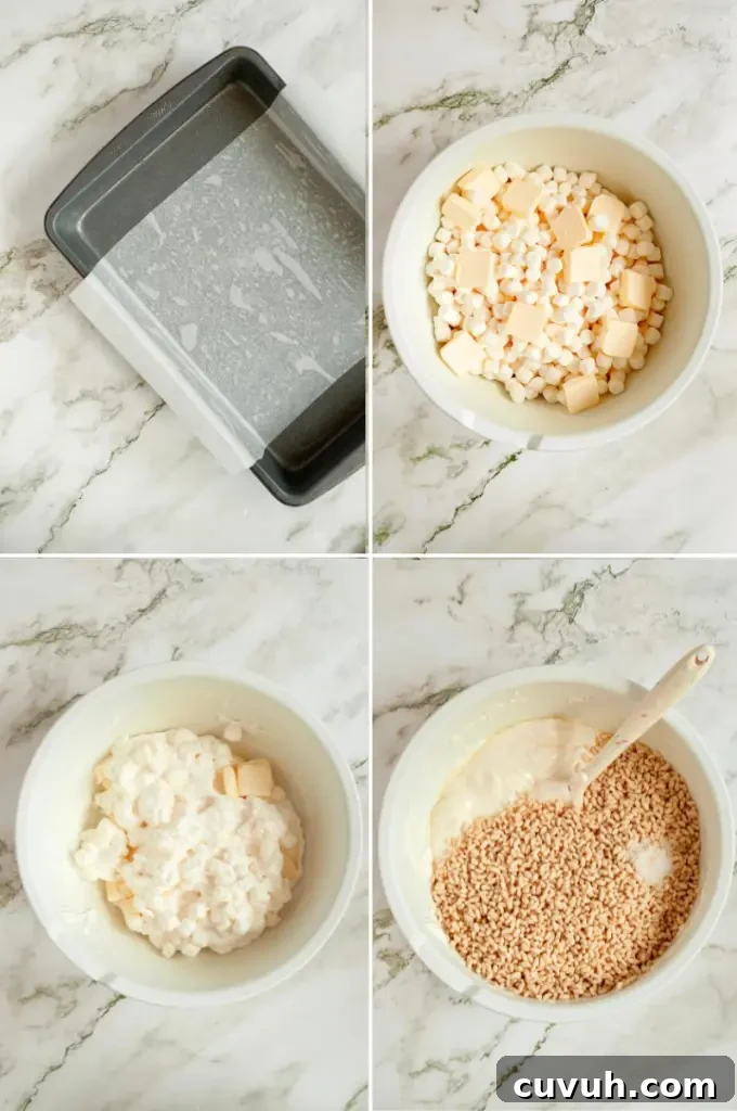 Classic rice krispie treats with bright white mini marshmallows and colorful sprinkles.