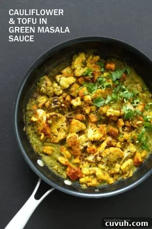 Spiced Cauliflower and Tofu in Green Masala Sauce