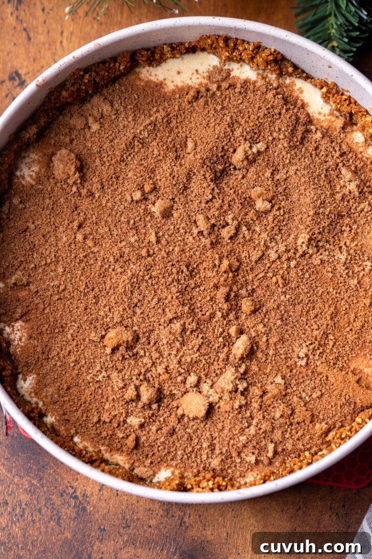 Cinnamon filling on top of batter.
