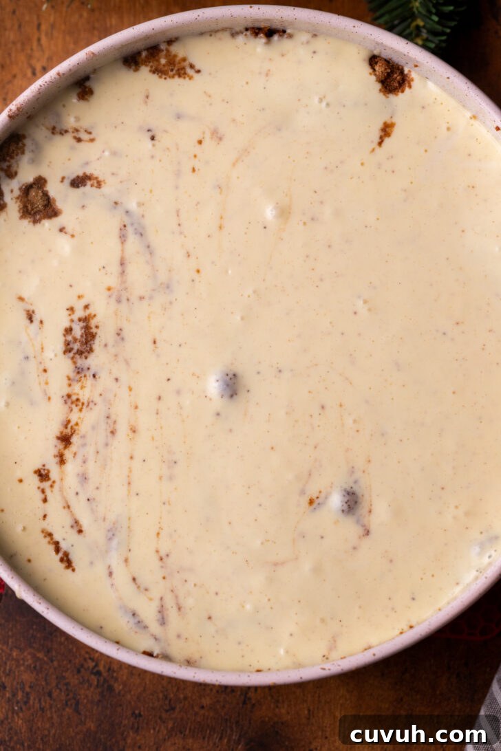 Cheesecake batter in a pan.