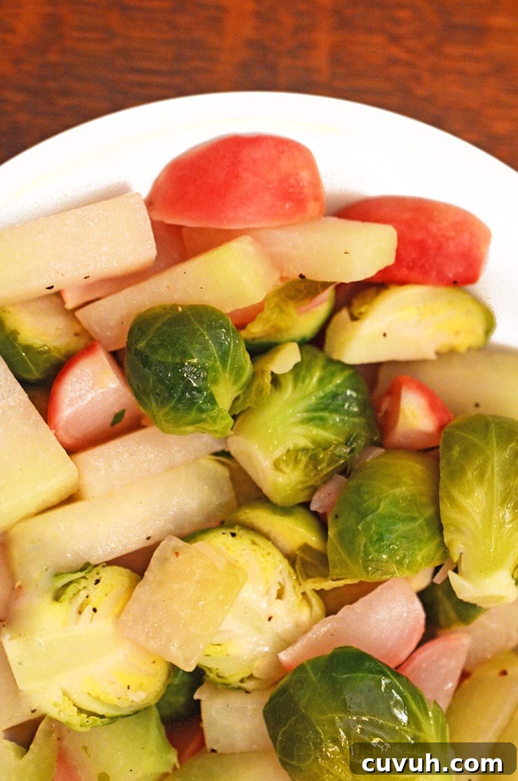Slow-Braised Vegetables with Garlic and Herbs 5 A plate of Brussels sprout