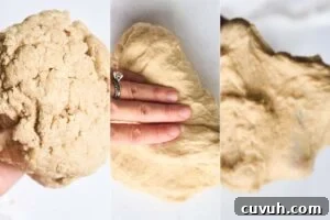 grid of kneading process for bread dough.