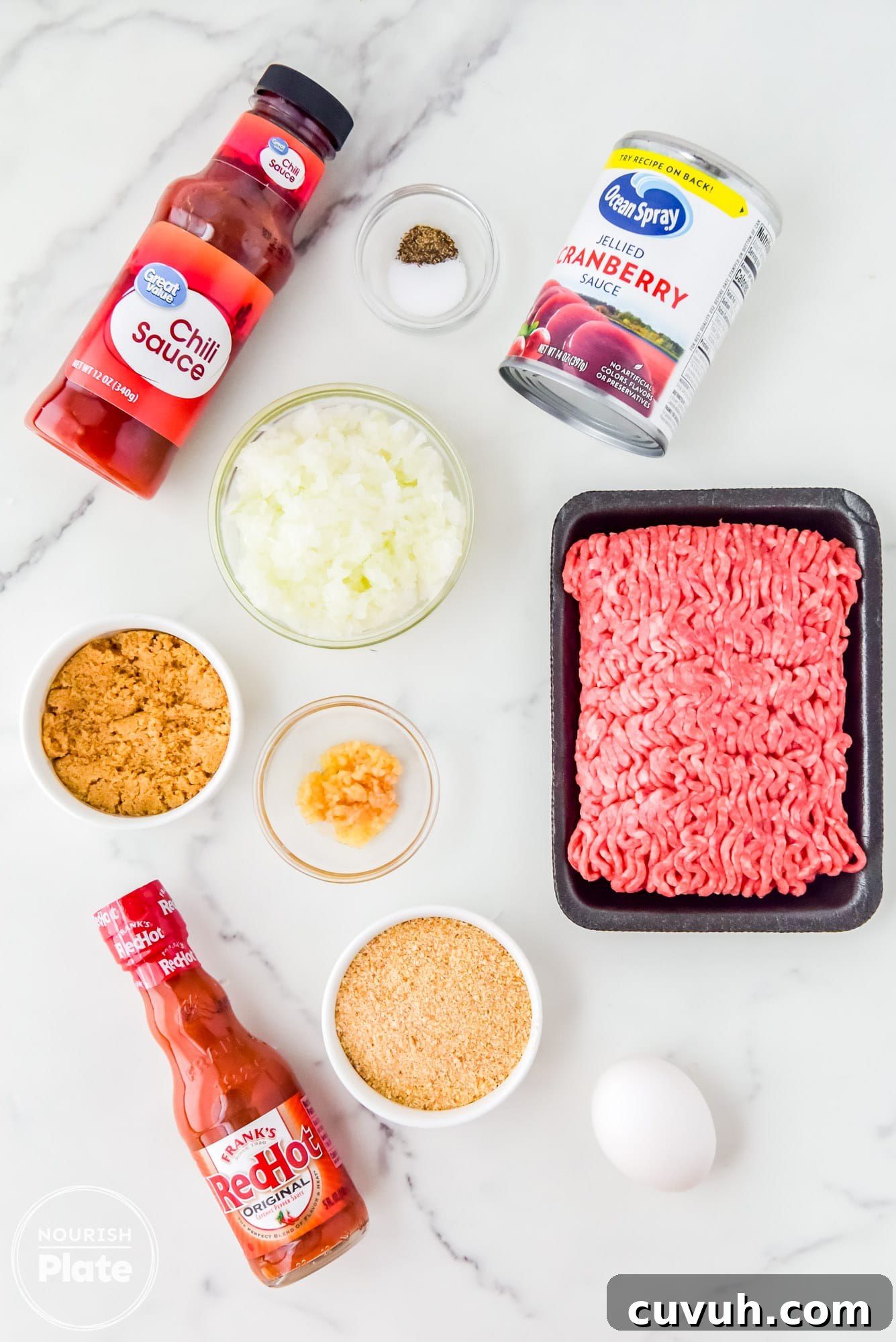 Ingredients needed to make spicy cranberry meatballs