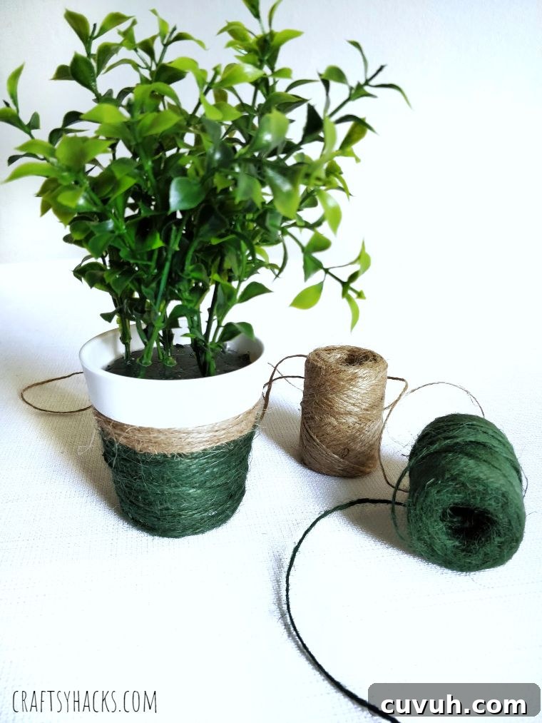 21 Chic DIY Summer Crafts to Refresh Your Home Decor 11 Yarn Wrapped Flowerpot