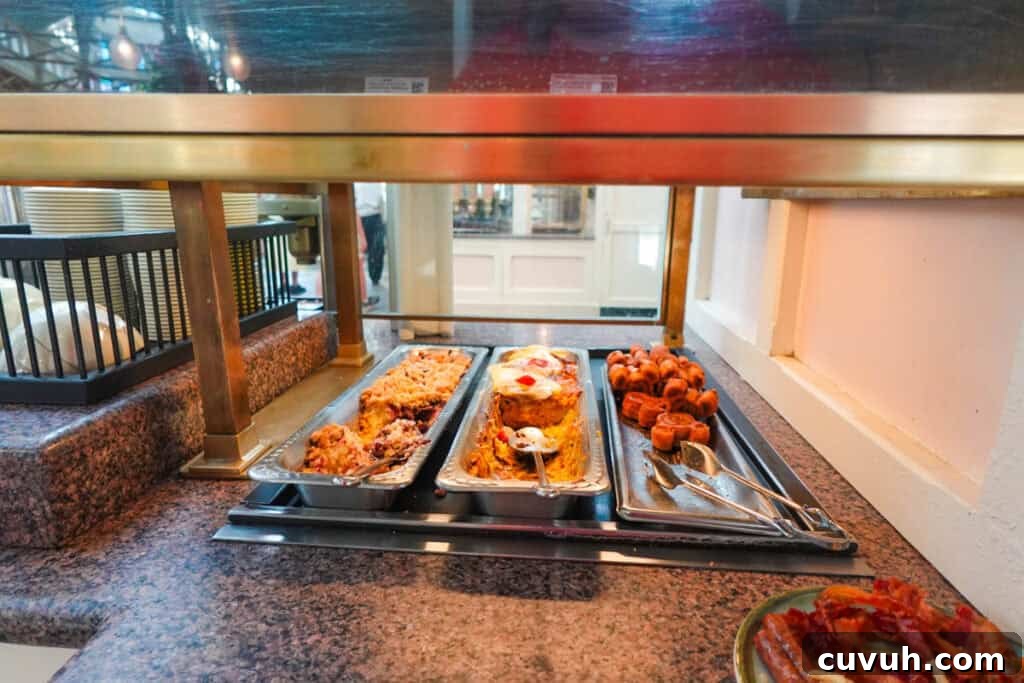 Morning Menu at The Crystal Palace: Signature Breakfast Dishes 6 casserole and waffles available at The Crystal Palace.