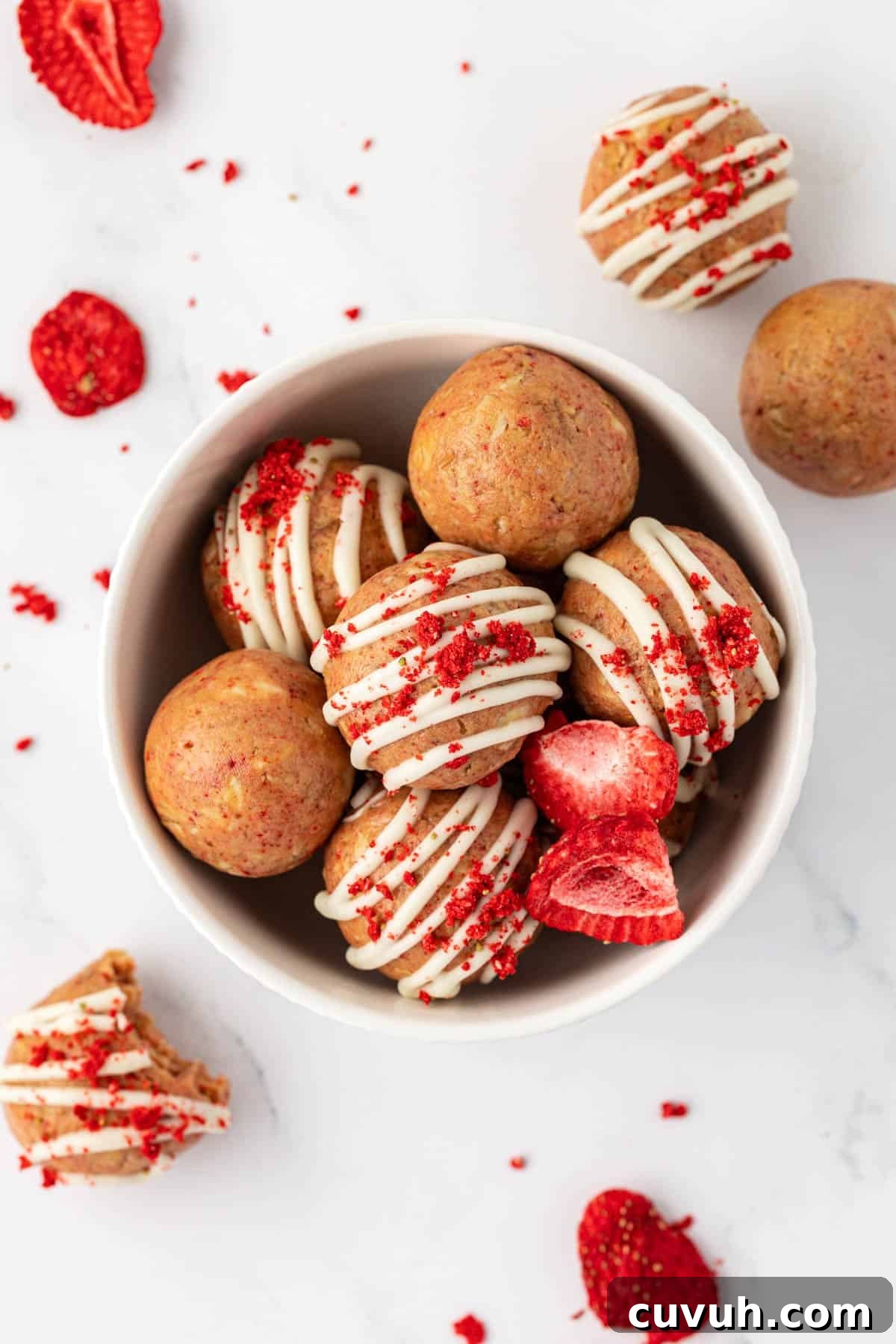 strawberries and cream energy bites