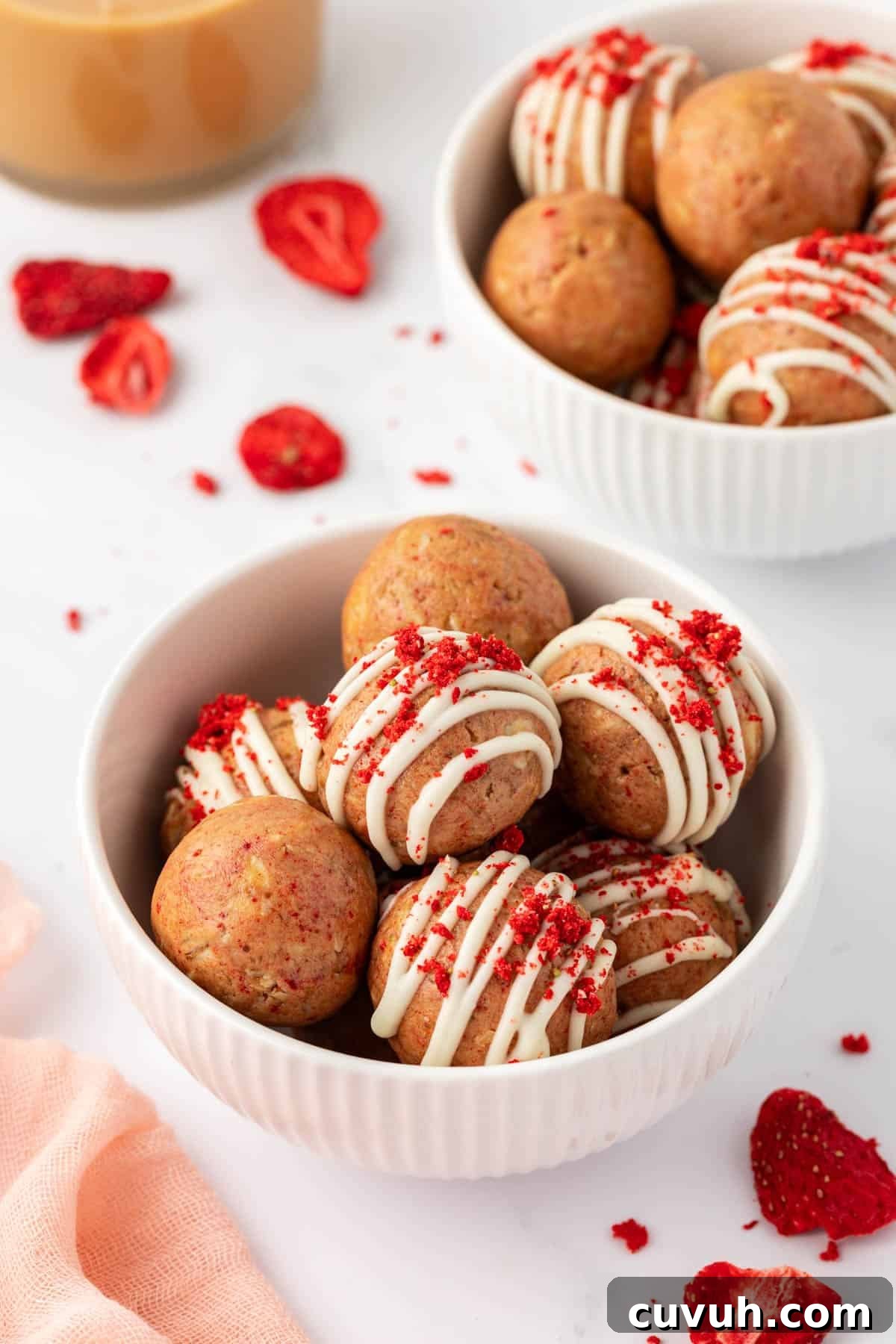 strawberries and cream energy bites