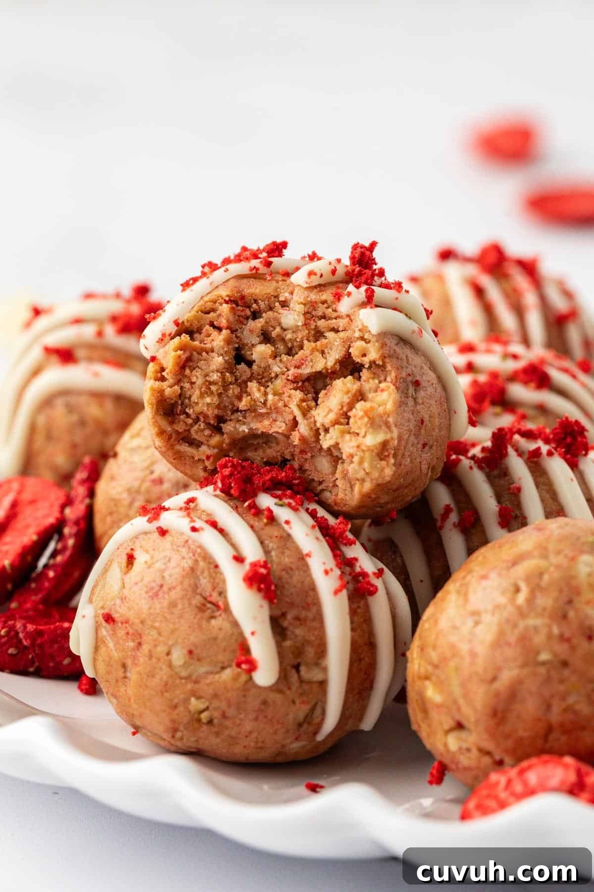 strawberries and cream energy bites