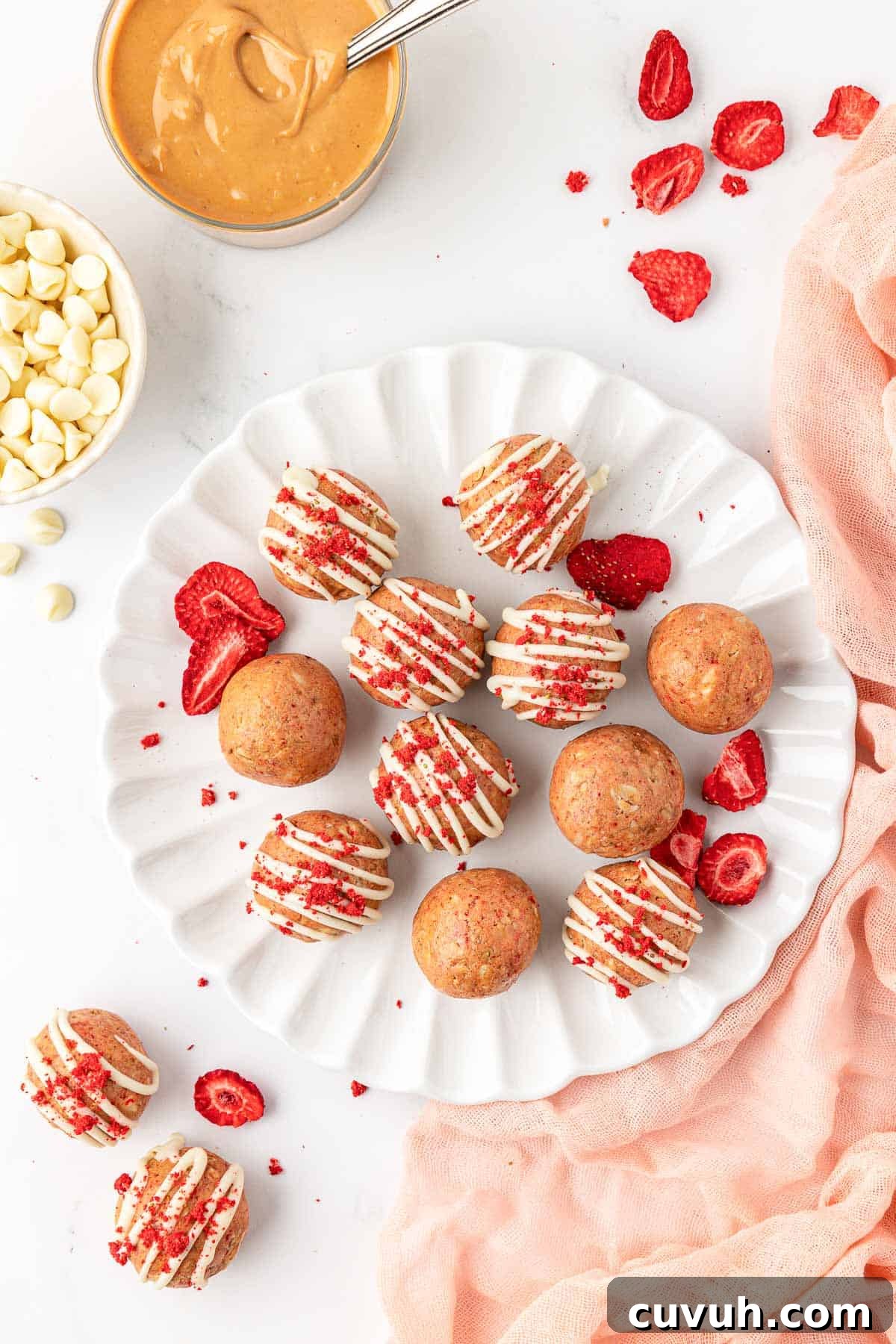 strawberries and cream energy bites