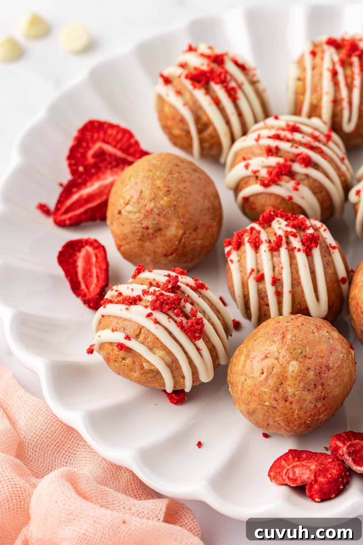 strawberries and cream energy bites