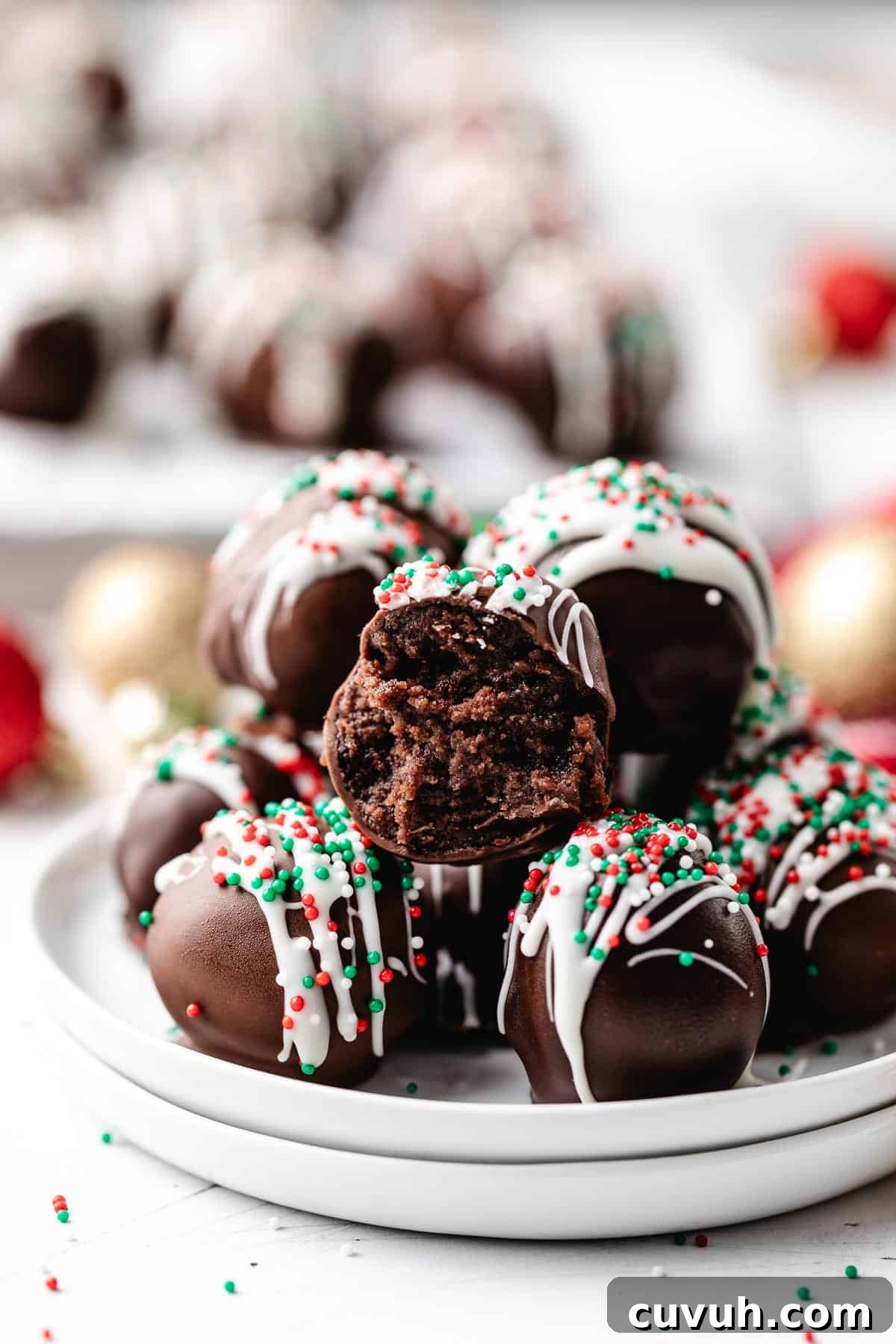 Chilled truffles on two plates.