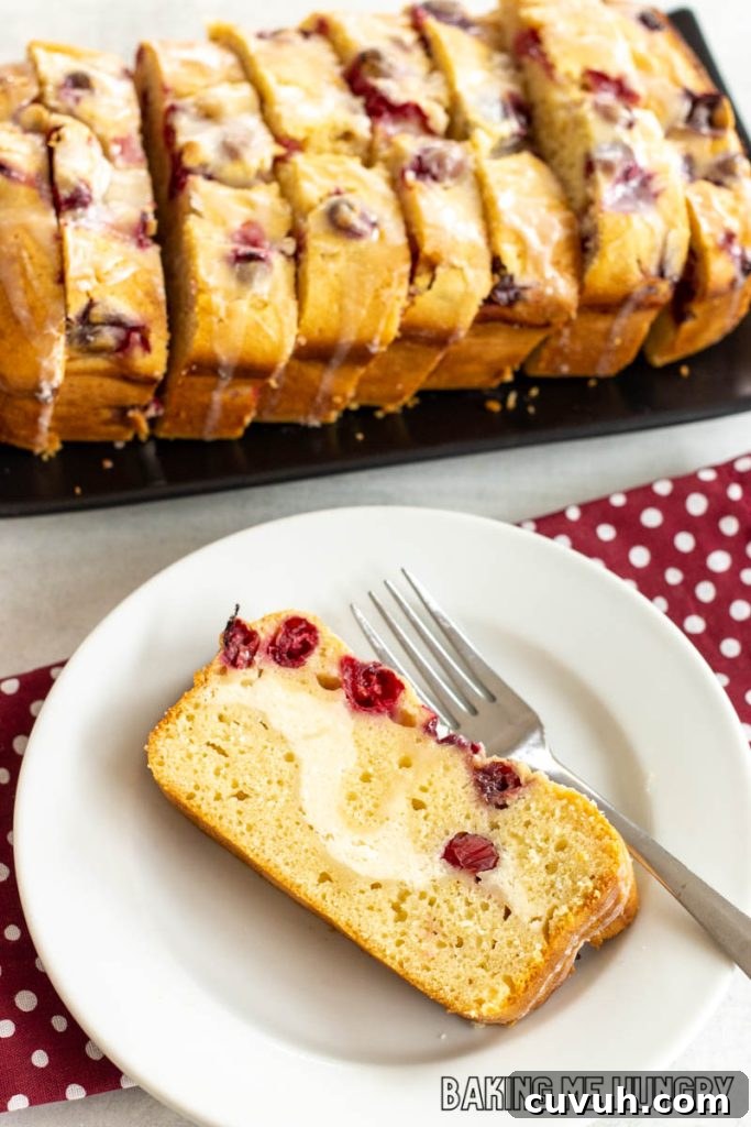 cranberry cream cheese bread served on small plate