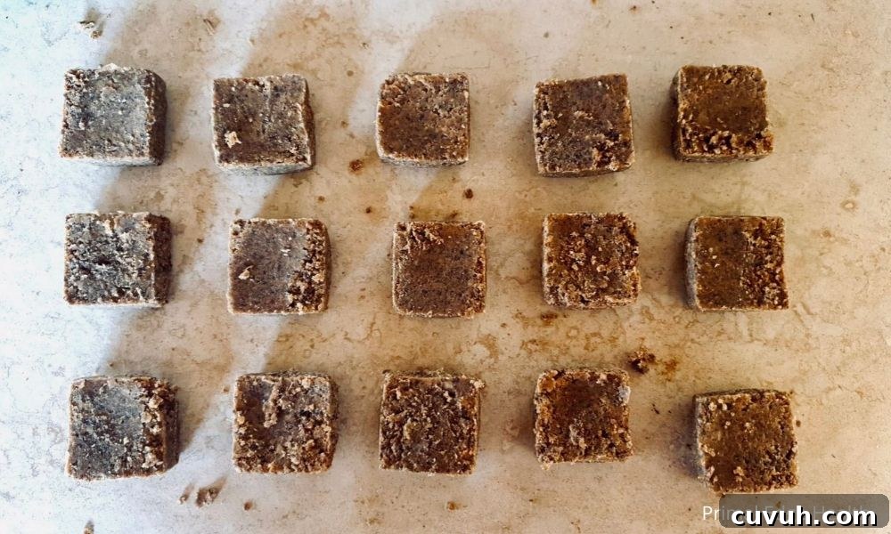 Liver Pâté Guide for Keto and Carnivore Diets: Recipes & Tips 6 Easy homemade pemmican recipe squares on the table.