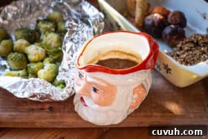 Turkey Leftover Pie Recipe: Zero-Waste Christmas Dinner Idea 5 Christmas dinner leftovers: Brussel sprouts, vegetables and gravy in a Father Christmas jug