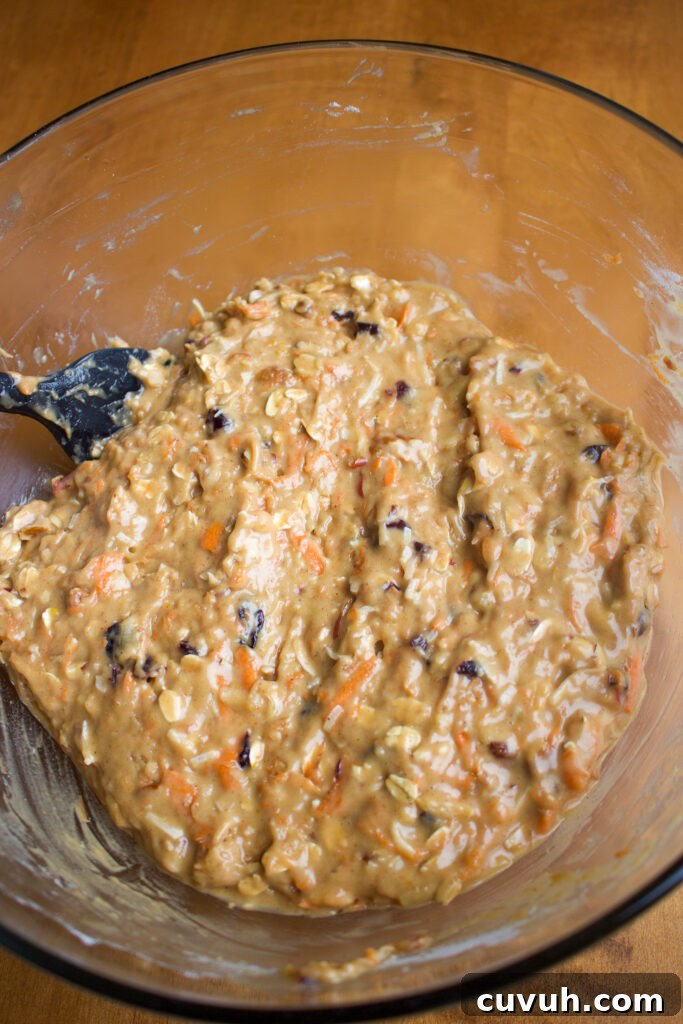 Classic Morning Glory Cake Recipe with Carrot, Apple & Walnuts 8 Batter in bowl