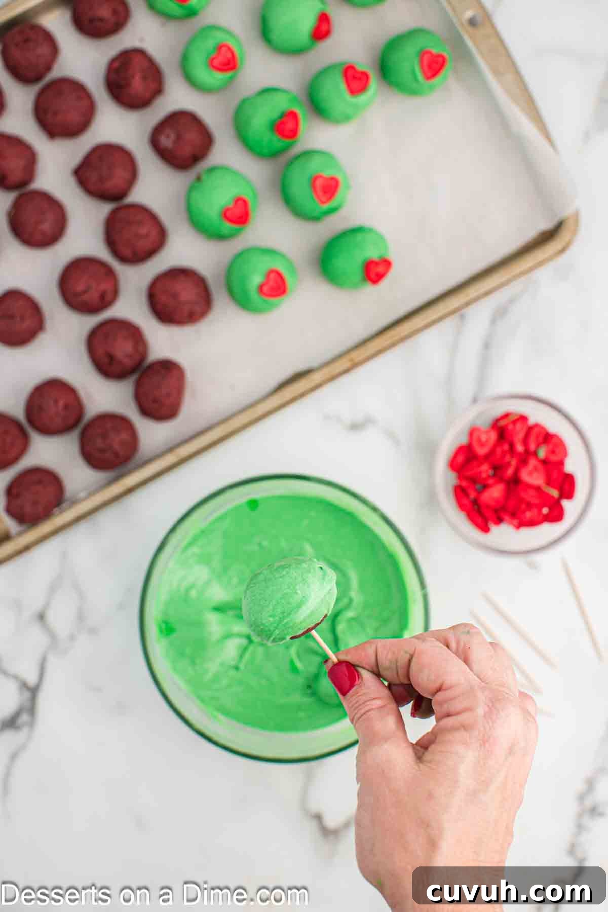 Cake Balls dipped in melted candy. 