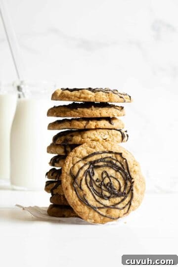 A stack of Oatmeal Chocolate Cookies.