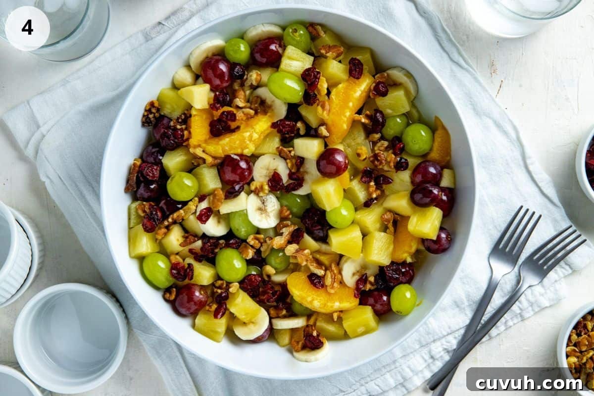 Fruit salad with cranberries and nuts.