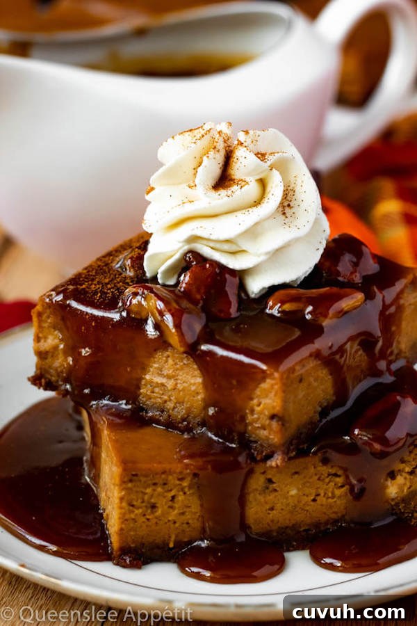 Pumpkin Pie Bars with Maple Pecan Praline Sauce Recipe 2 Pumpkin Pie Bars with Maple Pecan Praline Sauce