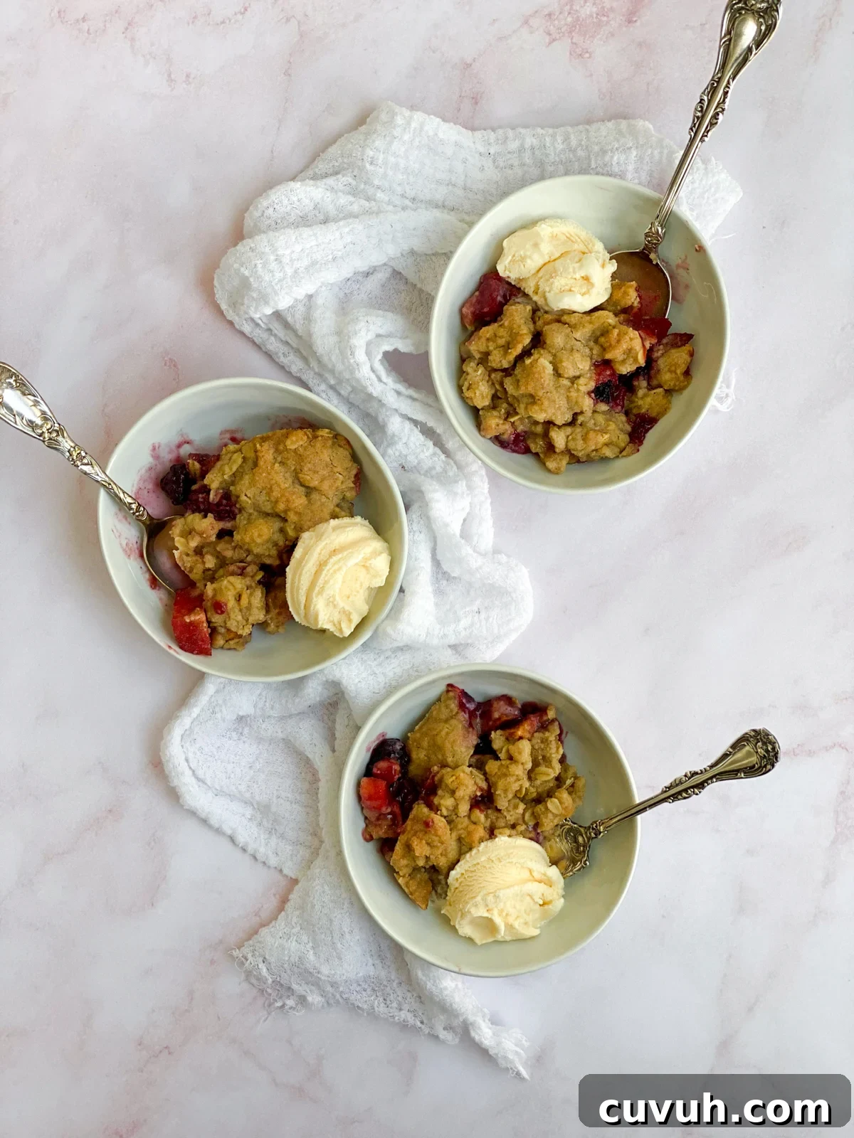 Blackberry Apple Crumble Recipe with Crisp Golden Topping 2 3 individual servings of blackberry and apple crumble.