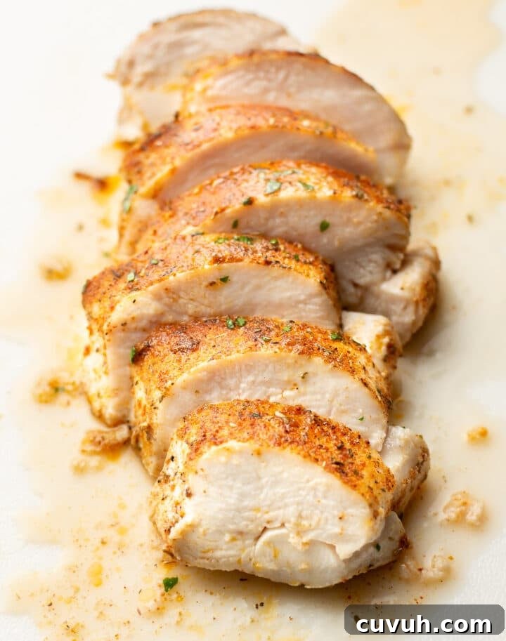Juicy Oven-Baked Chicken Breast Recipe for Weeknight Dinners 6 slices of baked chicken breast