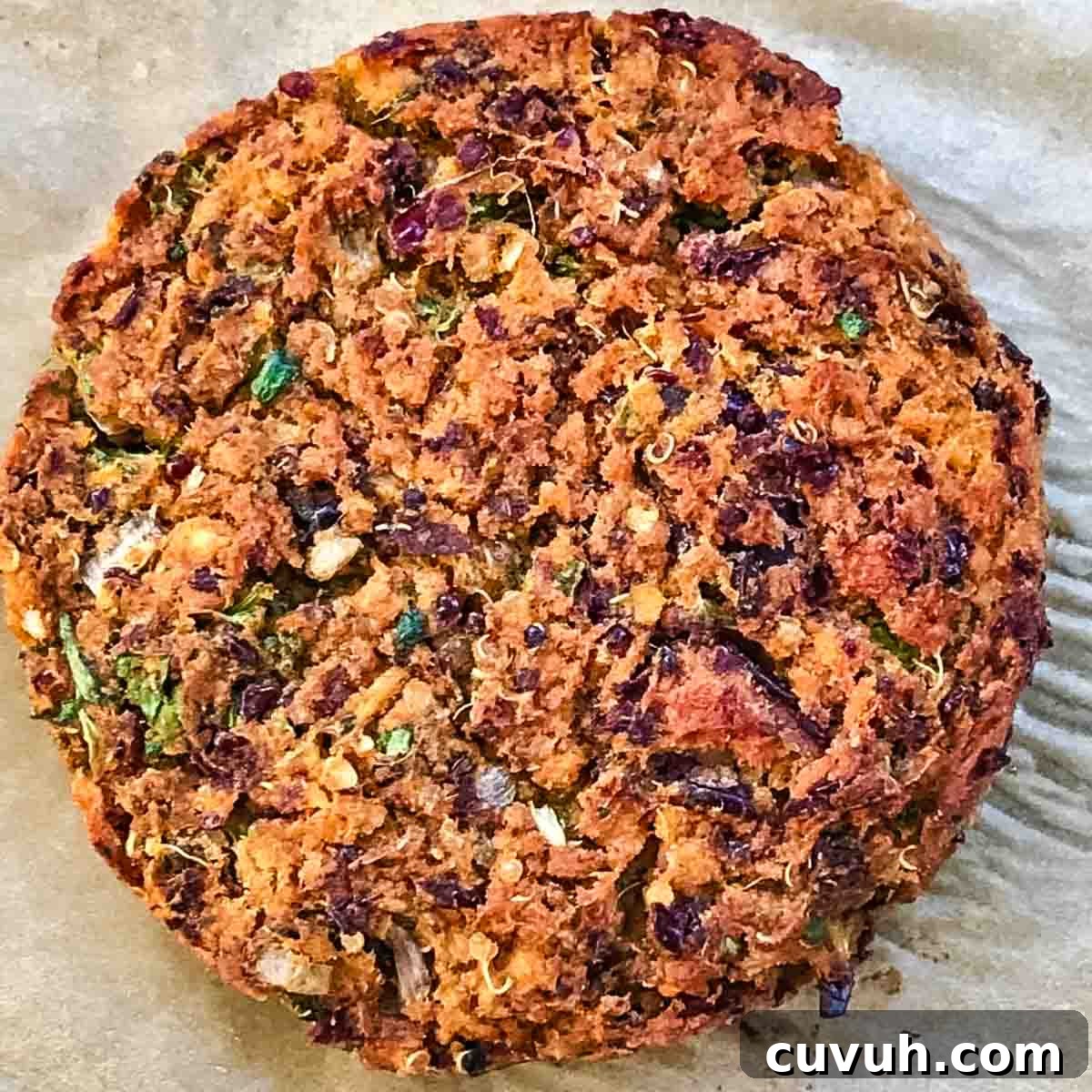 Sweet Potato and Black Bean Burger Recipe for Flavorful Veggie Meals 4 Close up of a sweet potato and black bean burger that's been cooked.