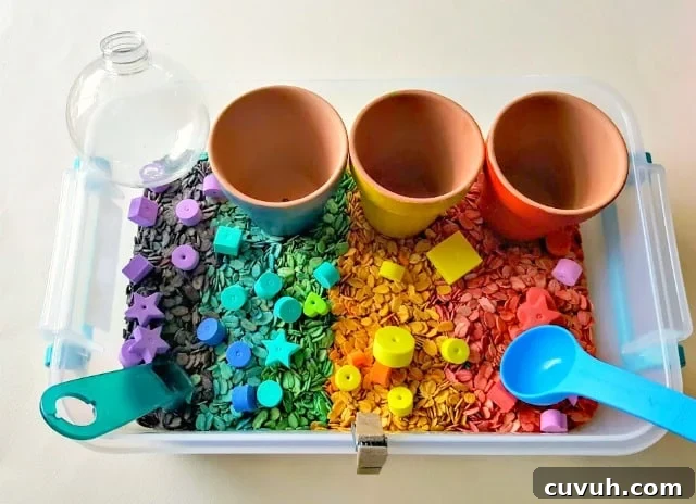 Fine Motor Skills Activity with Dyed Oatmeal