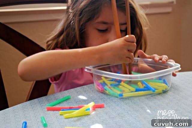 Fine Motor Practice with Straws