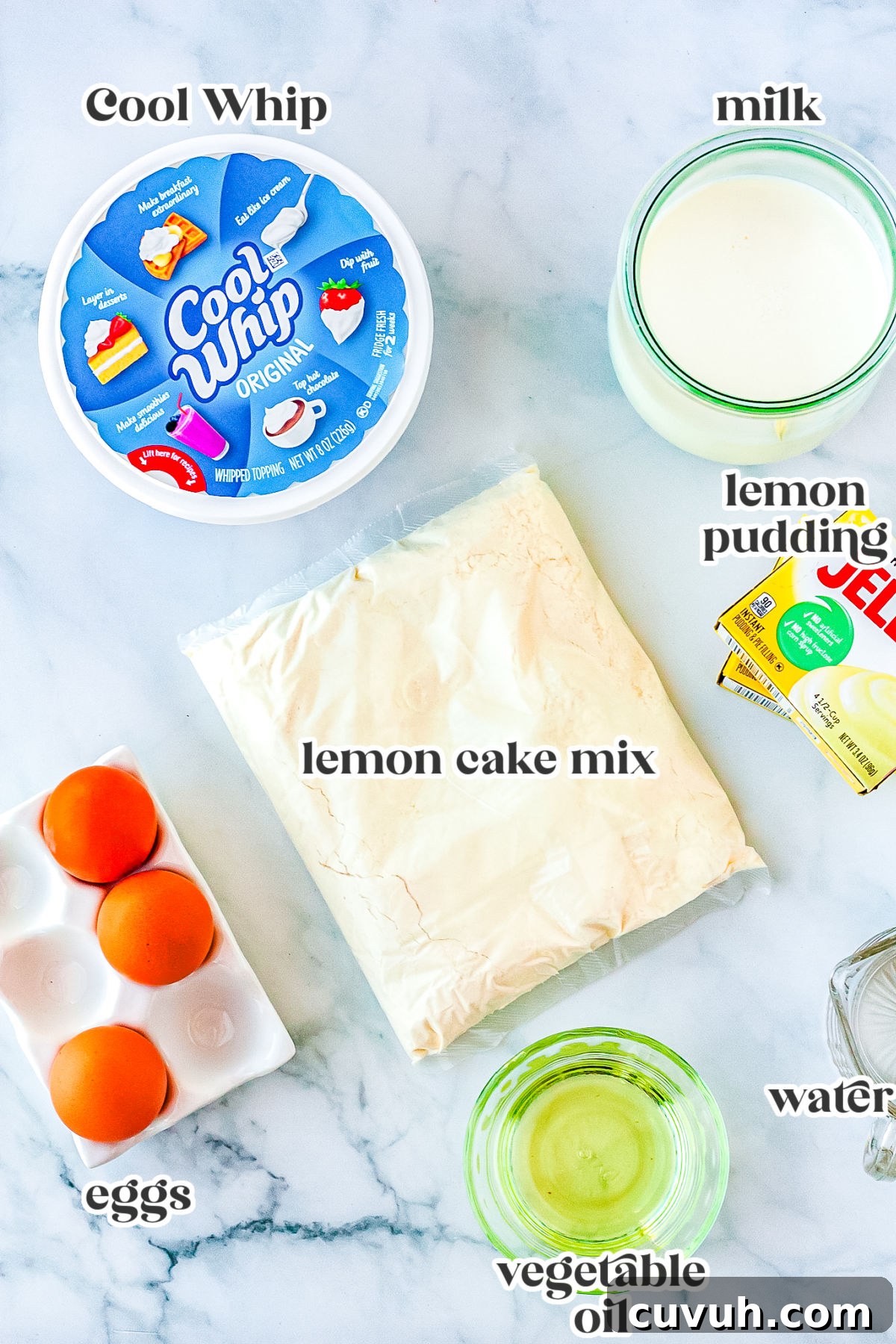 Moist Lemon Poke Cake with Zesty Citrus Glaze 4 All of the ingredients needed to make this recipe.