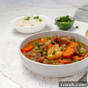 Mulligan Stew Recipe: Hearty One-Pot Comfort Meal 8 Hearty and comforting Milligan Stew in a bowl with a bowl of fresh herbs and rice on the side.