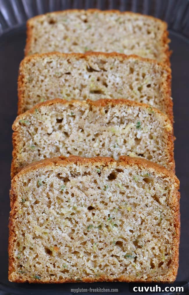 Gluten-free Zucchini Spice Bread - Yummy quick bread recipe for using up the zucchini from your garden (or your neighbor's!)